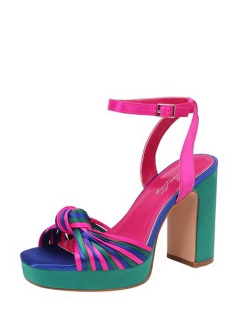 Women’s Pink Multi-Color Platform Ankle-Strap Sandal